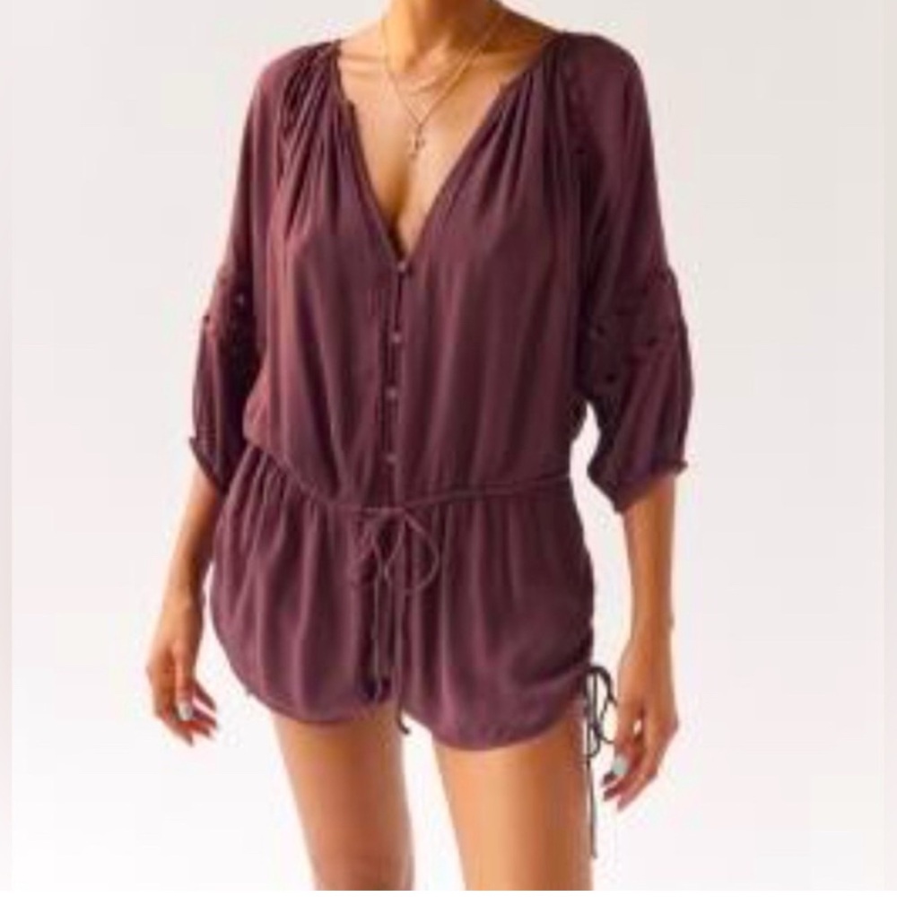 Urban Outfitters Plum Button-Up Romper